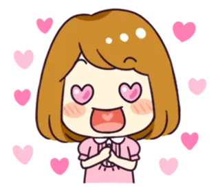 😍 cartoon, love, cute, girl, hearts, eyes, pink whatsapp sticker