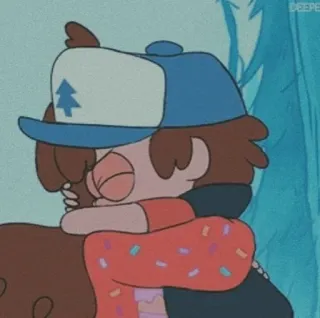 💎 Dipper Pines Gravity Falls Dipper Pines, abbraccio, cartoni animati, Gravity Falls, amicizia, affetto, calore telegram sticker