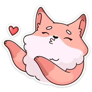 😘 狐狸, 心, 动物, 卡通, 可爱, 卡哇伊, 爱, 亲吻 telegram sticker