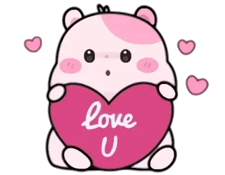 ❤️ love U imut, cinta, hati, kartun, binatang, merah muda telegram sticker