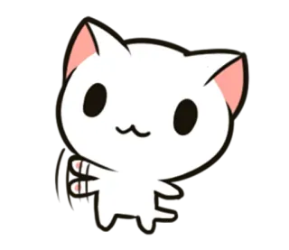 👋 แมว, น่ารัก, การ์ตูน, สีขาว, สัตว์, สติกเกอร์ whatsapp sticker