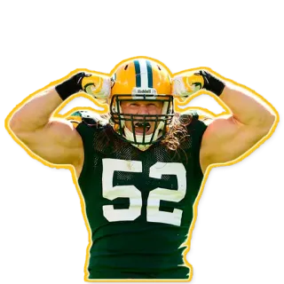 💪 52 Sepak bola Amerika, Atlet, Green Bay Packers, NFL, Olahraga, Nomor 52 telegram sticker
