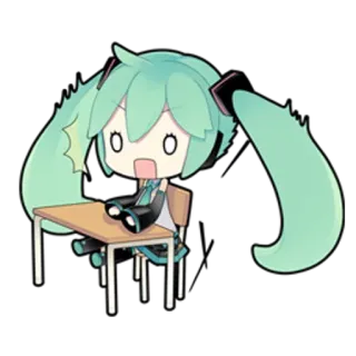 😨 Hatsune Miku Anime, Dibujos animados, Chibi, Sorprendido/a, Vocaloid, Hatsune Miku telegram sticker