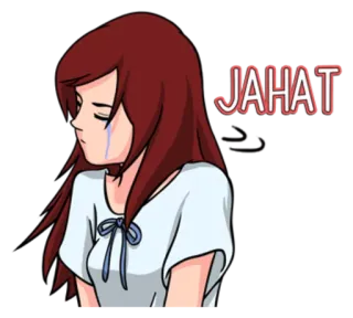 😤 JAHAT ragazza anime, triste, piangente, cattivo whatsapp sticker