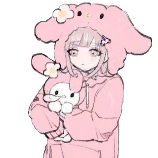 😍 cute, kawaii, anime, cartoon, girl, pink, Sanrio, My Melody, plushie telegram sticker