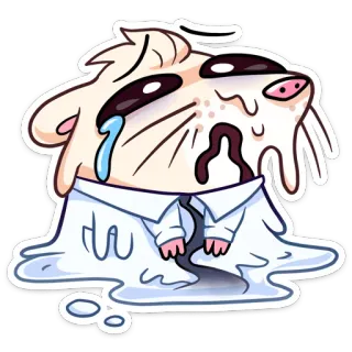 🫠 cartoon, sad, melting, crying, white shirt, illustration telegram sticker