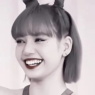 🎧 Lisa mujer, sonrisa, pelo bob, retrato, celebridad, kpop, cantante, Blackpink whatsapp sticker