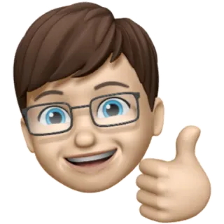 👍 эмодзи, мемодзи, палец вверх, очки, аватар, портрет telegram sticker