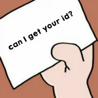 🥐 can I get your id? Permintaan ID, Identifikasi, Tangan kartun, Permintaan, Pemeriksaan Identitas telegram sticker