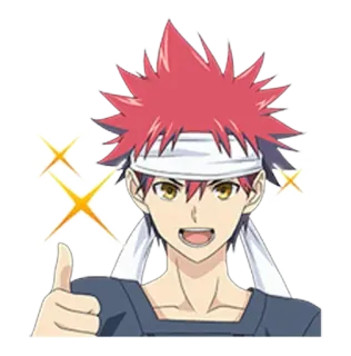 ✨ Soma Yukihira Food Wars!: Shokugeki no Soma Anime, Personnage, Cuisine, Nourriture, Soma, Food Wars, Pouce levé whatsapp sticker