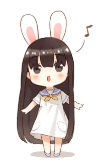 😚 Аниме, Кроличьи ушки, Чиби, Девочка, Мультфильм, Кавай, Платье telegram sticker
