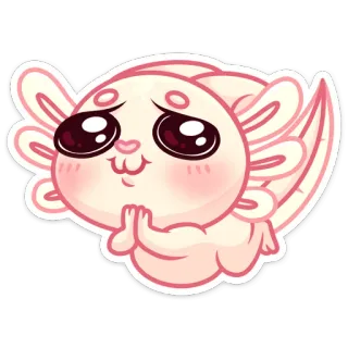 🥺 aksolotl, uroczy, kawaii, błagalny, kreskówka, naklejka whatsapp sticker