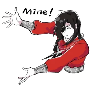 😌 Mine! cartoon, character, red, anime, monochrome, person telegram sticker