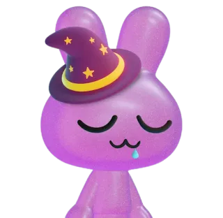 🪄 кролик, кролик, волшебник, магия, фиолетовый, сонный, мультфильм whatsapp sticker