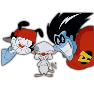 😃 Wakko, Pinky, Phantom Animaniacs Cartoni animati, Animazione, Personaggi, Gruppo, Divertente, Anni 90 telegram sticker
