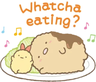 🍽 Whatcha eating? jedzenie, słodkie, kreskówka, pytanie, jeść, kawaii telegram sticker