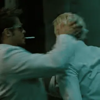 😙 pelea, violencia, cigarrillo, Brad Pitt, agresión telegram sticker