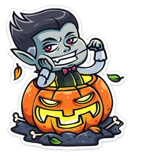 😏 vampire vampiro, halloween, calabaza, dibujos animados telegram sticker