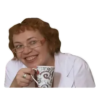😏 женщина, кофе, кружка, человек, улыбается, очки whatsapp sticker