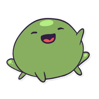✋ Kartun, Hijau, Lucu, Gumpalan, Senang whatsapp sticker