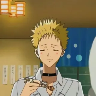 😌 Anime, Nam, Đồ ăn, Đũa, Ăn telegram sticker
