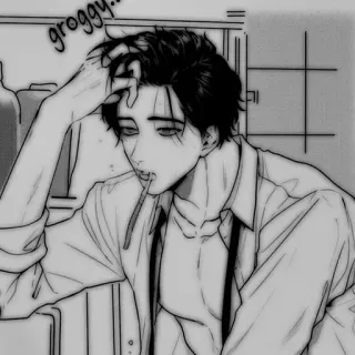 🖤 groggy.. homme, animé, fatigué, endormi, dessin animé, groggy telegram sticker