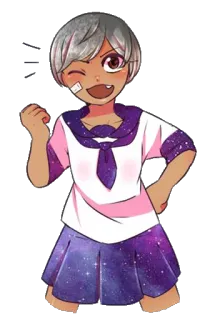 😉 Anime, Garota, Uniforme escolar, Espaço, Galáxia, Piscadela telegram sticker