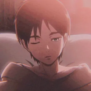 🥰 Eren Yeager Attack on Titan anime, triste, Eren Jaeger, L'attacco dei giganti, personaggio, assonnato telegram sticker