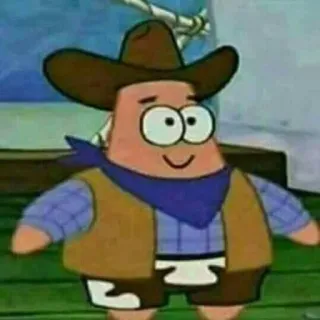 🤠 Patrick Star SpongeBob SquarePants мультфильм, персонаж, Патрик Стар, ковбой, Спанч Боб whatsapp sticker