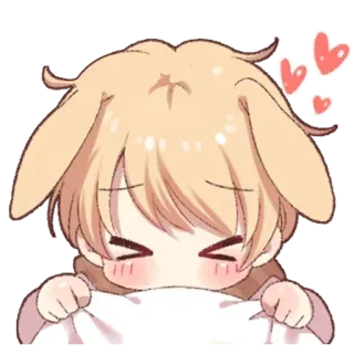 😘 anime, carino, ragazzo, cuori, arrossire, kawaii telegram sticker