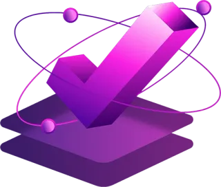 ✅ Coche, Violet, 3D, Géométrique, Icône, Approbation, Succès whatsapp sticker
