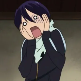 💈 Yato Noragami Anime, Personage, Gezicht, Yato, Noragami, Geschokt, Verrast whatsapp sticker