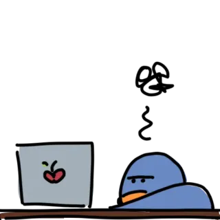 😑 Dessin animé, Ordinateur, En colère, Pomme, Personne, Animation telegram sticker