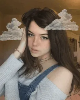💕 meisje, wolk, portret, tiener, schattig, brunette telegram sticker