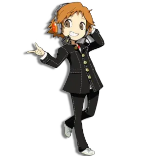 😏 Chie Satonaka Persona 4 videogame, anime, persona, chie, satonaka, schattig, koptelefoon telegram sticker