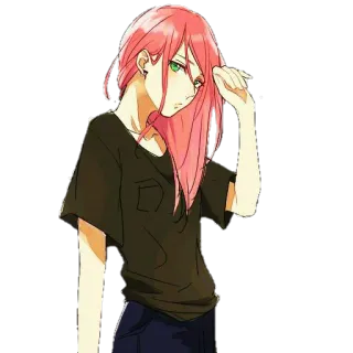 😗 anime, pink hair, cartoon, girl, portrait telegram sticker