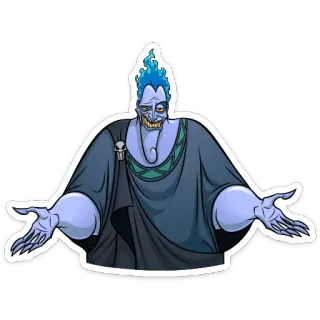 🤪 Hades Hercules Cartoon, Bösewicht, Disney, Unterwelt, Gott, Blaue Flamme, Griechische Mythologie telegram sticker