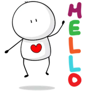 👋 HELLO Groet, Hallo, Schattig, Personage, Simpel, Rood hart telegram sticker
