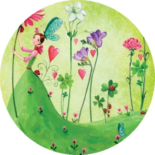 🍀 fee, blume, marienkäfer, herzen, klee, natur, skurril, garten telegram sticker