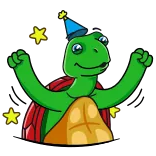 🥳 tartaruga, festa, carino, animale, celebrazione, cartone animato, adesivo whatsapp sticker