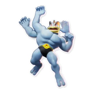 ⚪️ Machamp Mackogneur, Pokémon, Combat, Créature, Monstre, Bleu, Dessin animé telegram sticker