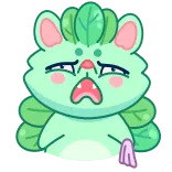 🤧 น่ารัก, สัตว์, สีเขียว, สติกเกอร์ telegram sticker