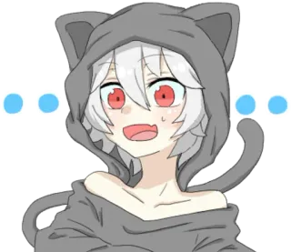 😬 Anime, Chat, Sweat à capuche, Mignon, Rougir, Kawaii whatsapp sticker