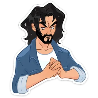 😡 cartoon character, man, beard, jacket, illustration, serious, cartoon style telegram sticker