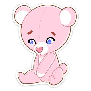 😭 ursinho de pelúcia, rosa, fofo, kawaii, triste, sentado, desenho animado, adorável telegram sticker