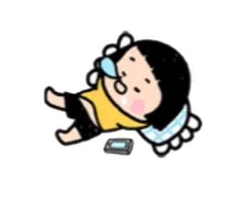 😴 Мультфильм, Грустный, Лежащий, Плачущий, Наклейка, Персонаж telegram sticker