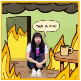 🙆‍♀ THIS IS FINE. tudo bem, Meme, Fogo, Desenho animado, Quadrinhos, Meme da Internet, Cachorro telegram sticker