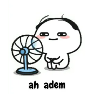 😀 ah adem fan, cute, sweating, hot, cartoon telegram sticker