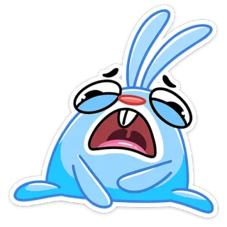 😫 konijn, huilen, verdrietig, cartoon, blauw, dier, tranen telegram sticker