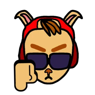 👎 cartoon, character, offensive gesture, cool, sunglasses telegram sticker